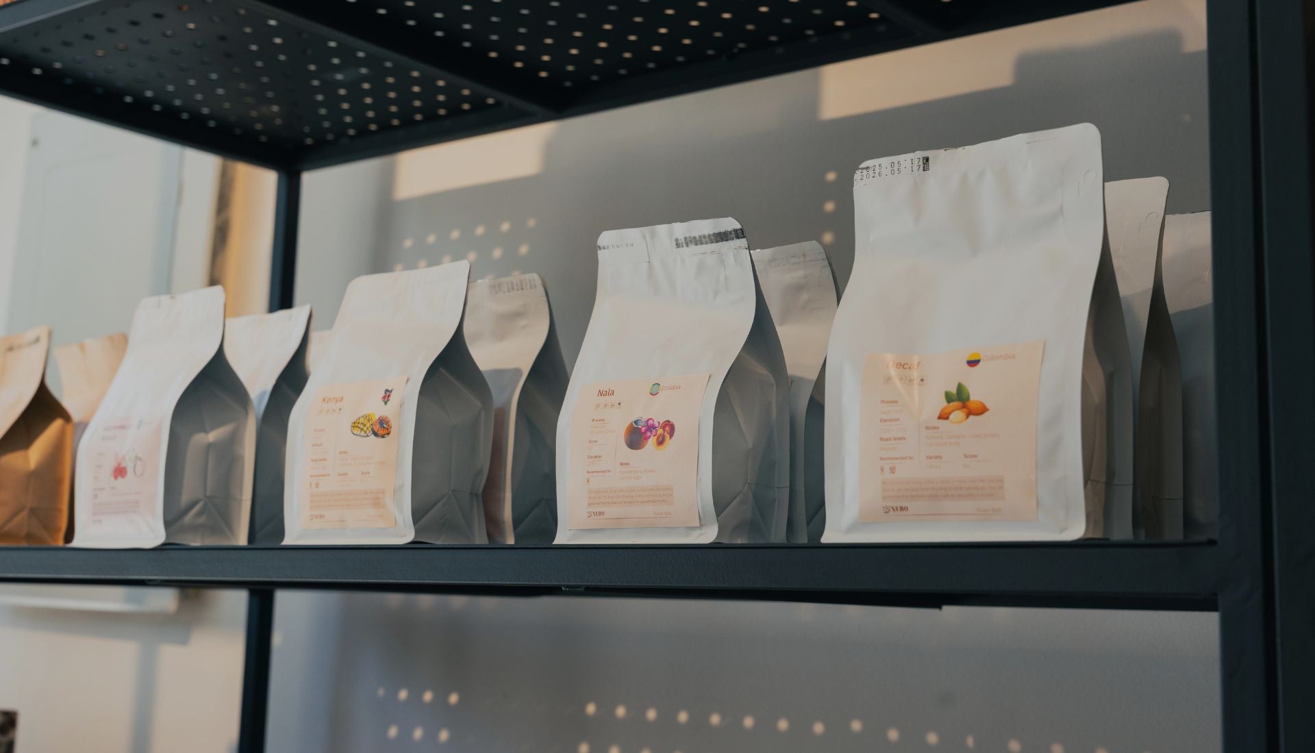 Selection of premium coffee beans at Nebo Coffee Shop, featuring single-origin and specialty varieties