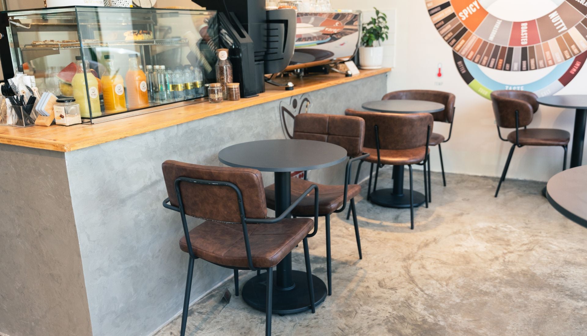 View of Nebo Coffee Shop interior with cozy seating and specialty coffee setup